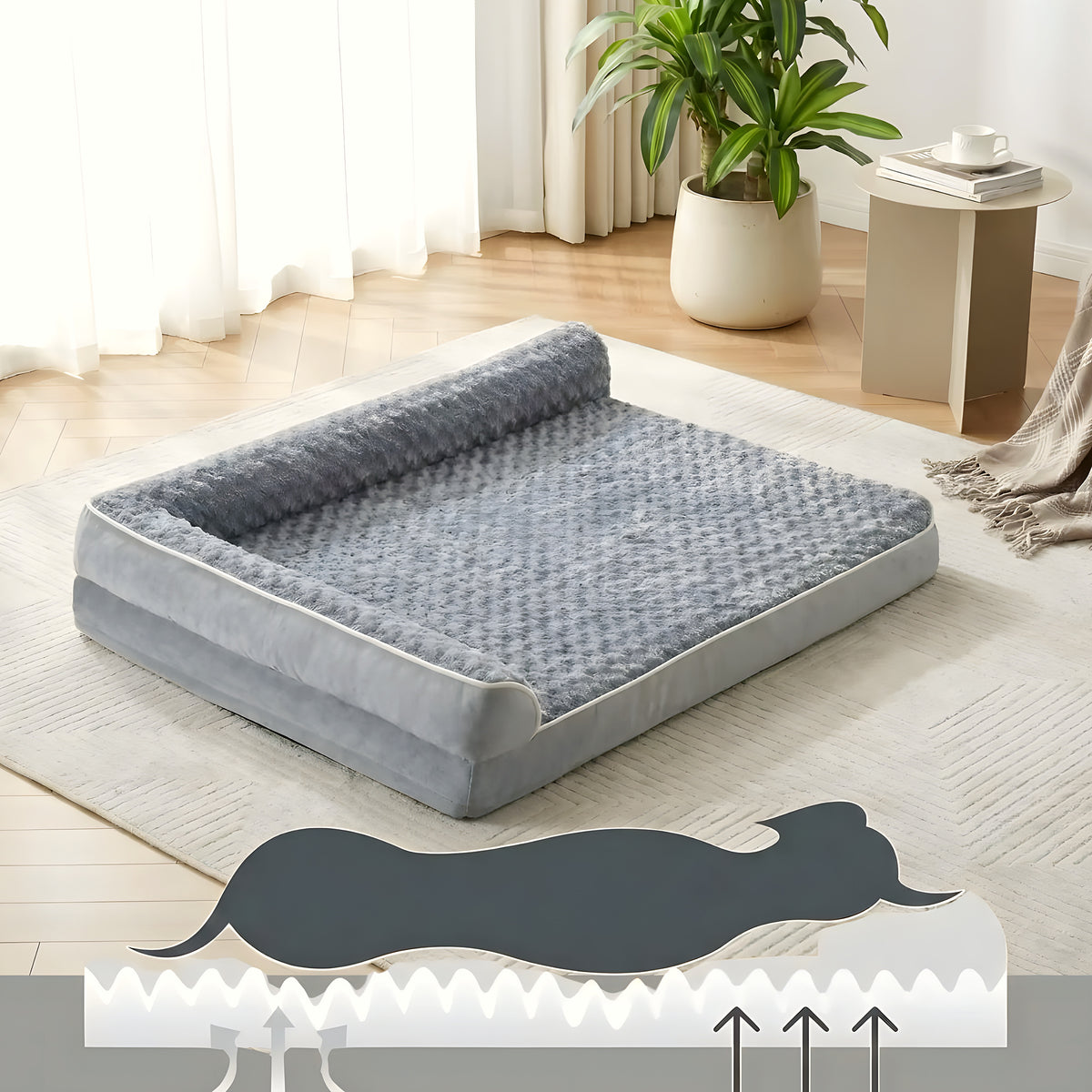Lit orthopédique XXL gris clair pour chien jusqu'à 50 kg