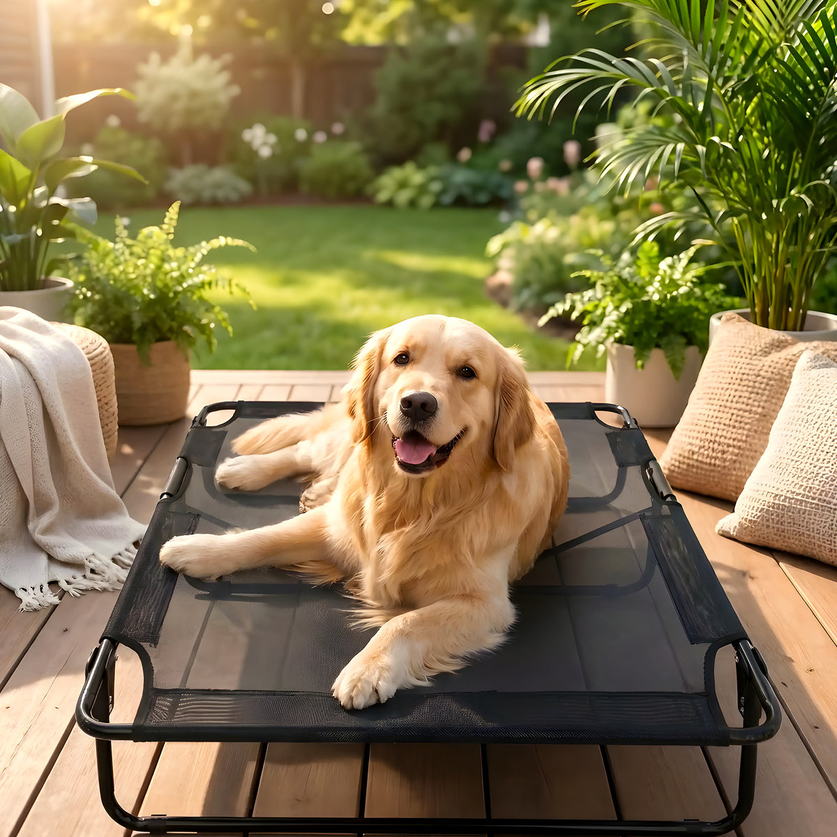 Lit pliant surélevé en textilène pour chien, 4 tailles