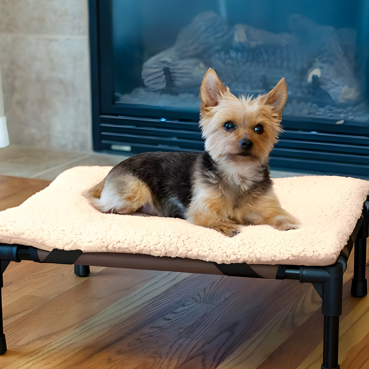 Lit surélevé en acier et tissu pour chien, S à L