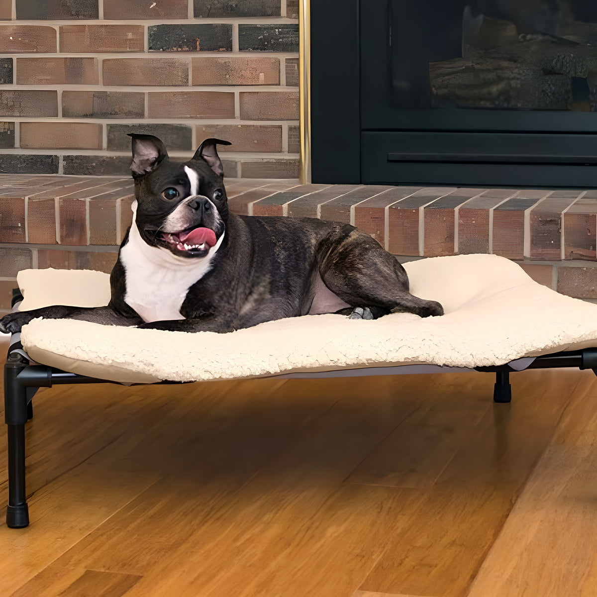 Lit surélevé en acier et tissu pour chien, S à L