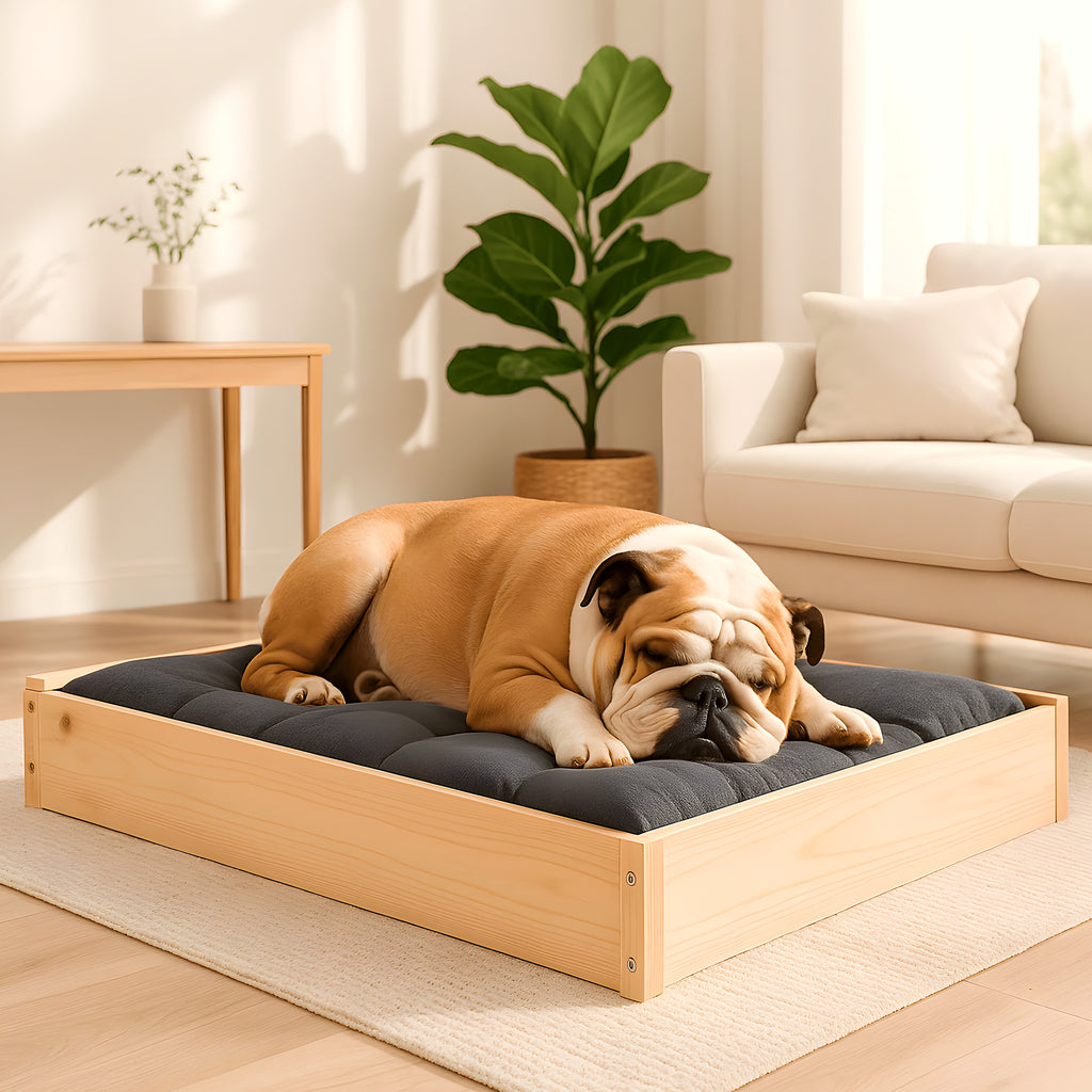 Lit surélevé en pin naturel non traité pour chien
