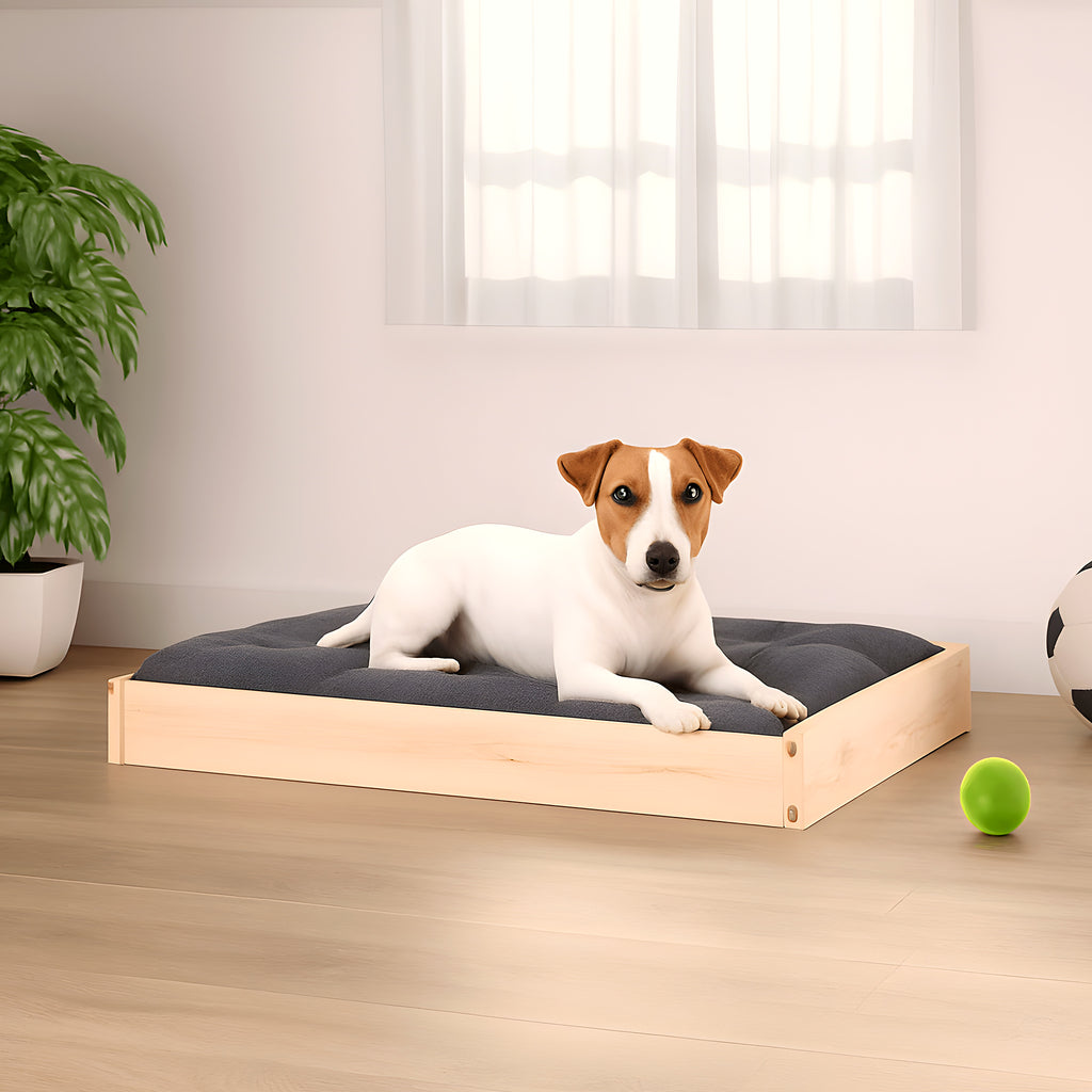 Lit surélevé en pin naturel non traité pour chien