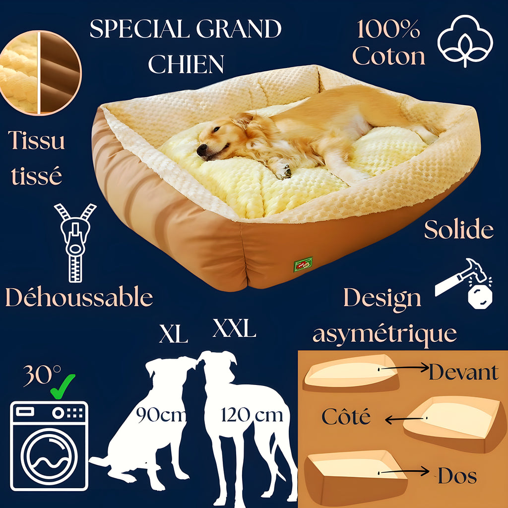 Lit XXL 100 % coton haute densité pour grand chien