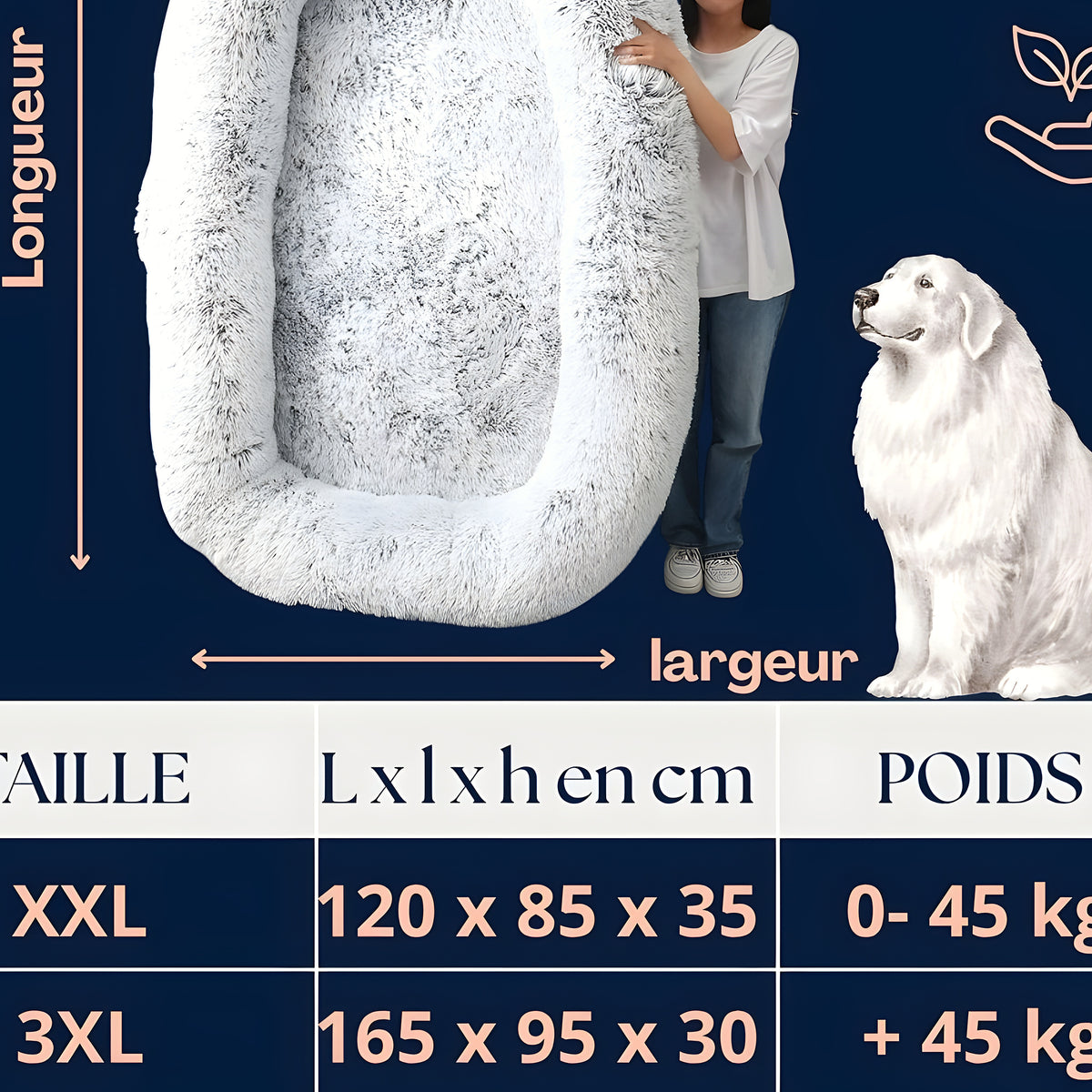 Lit XXL à mémoire de forme 10 cm pour chien géant