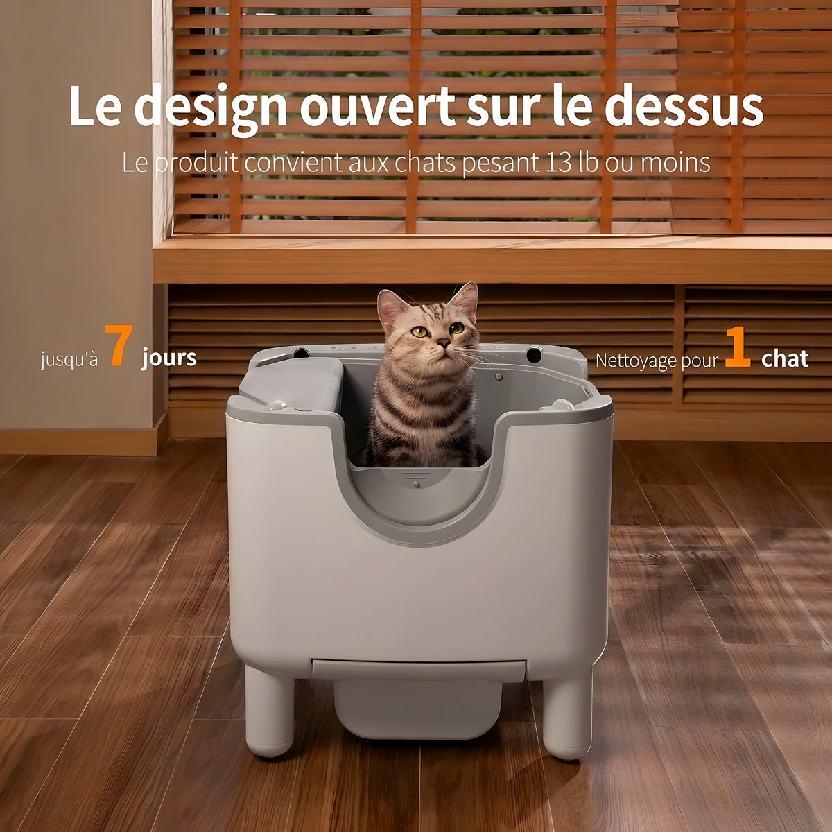 Litière autonettoyante ouverte