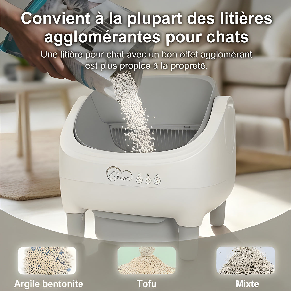 Litière autonettoyante ouverture haute