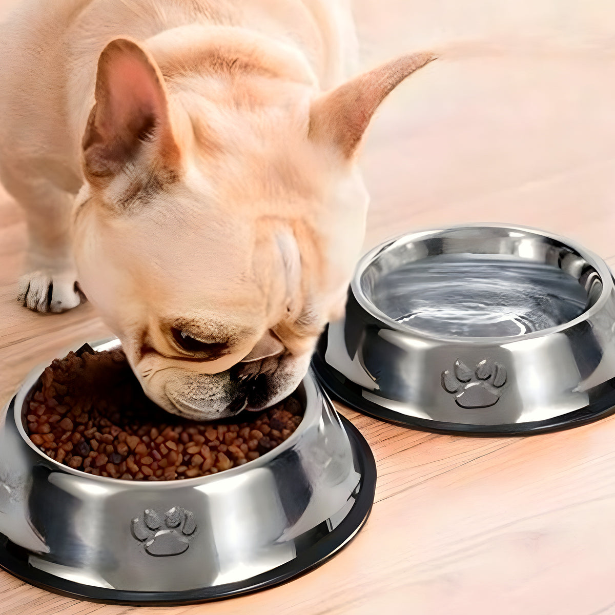 Lot de 2 gamelles en inox antidérapantes pour petit chien