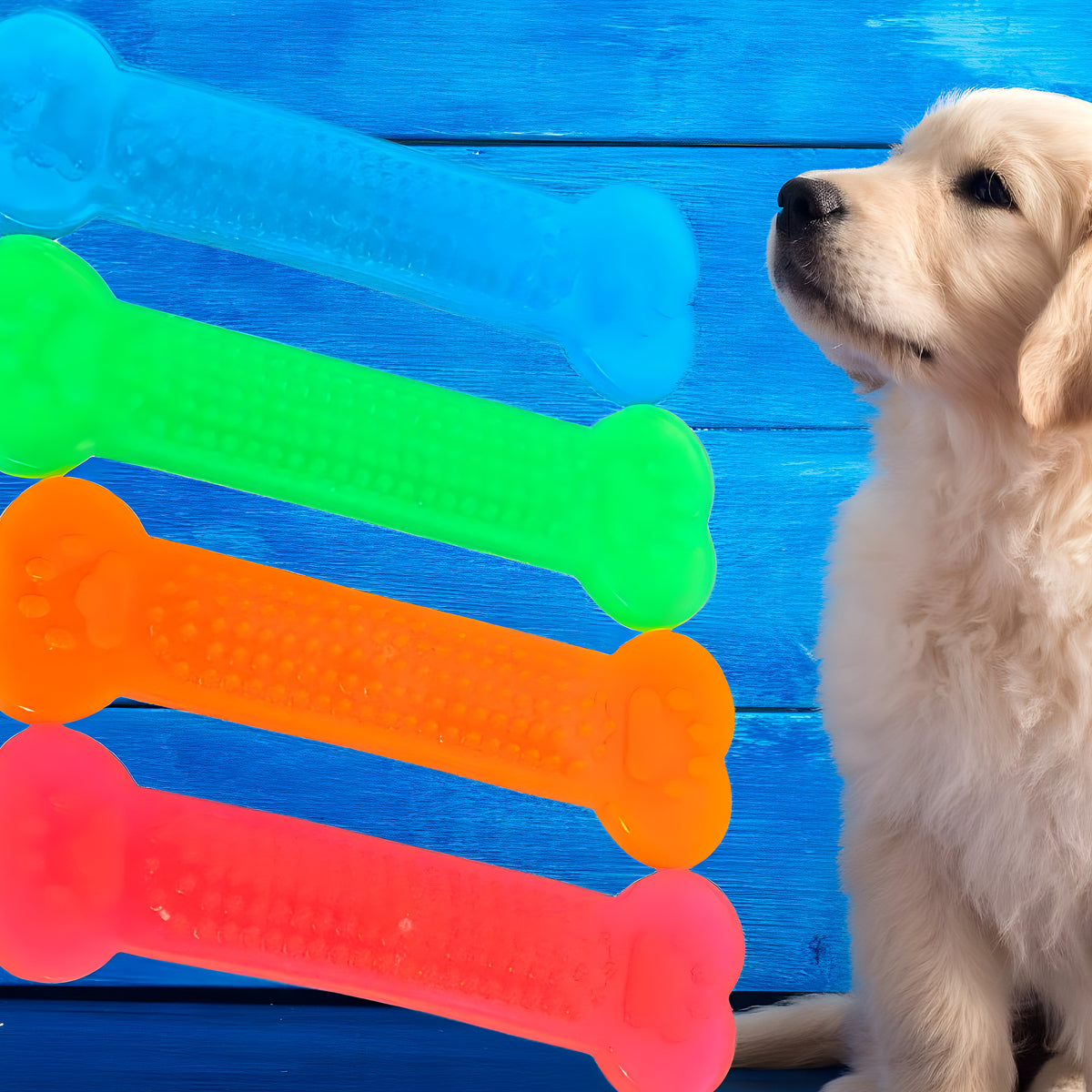 Lot de 4 os à mâcher en caoutchouc pour chiot