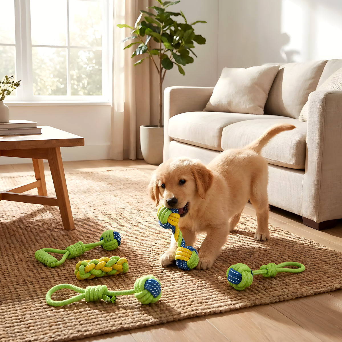 Lot de balles et jouets à mâcher en corde pour chien