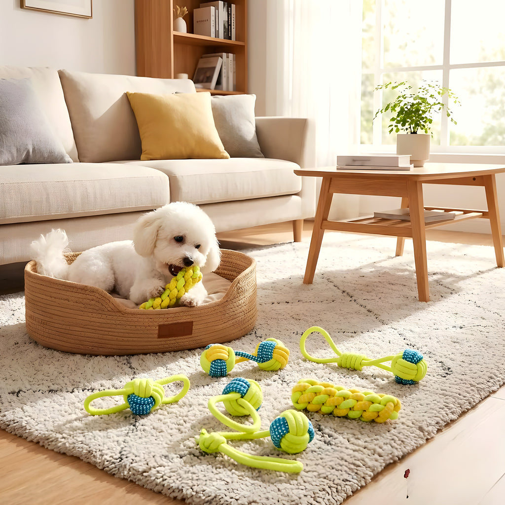 Lot de balles et jouets à mâcher en corde pour chien
