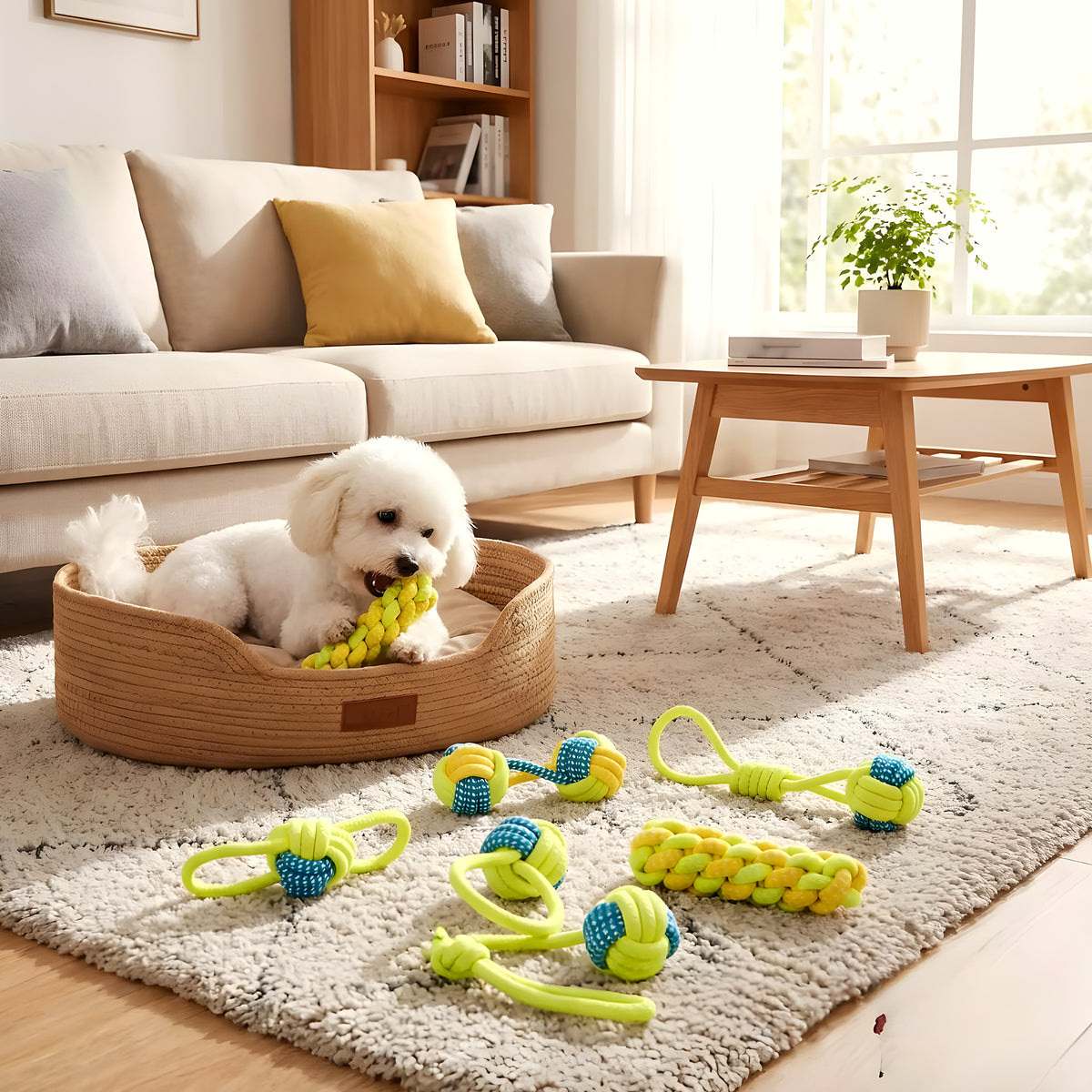 Lot de balles et jouets à mâcher en corde pour chien