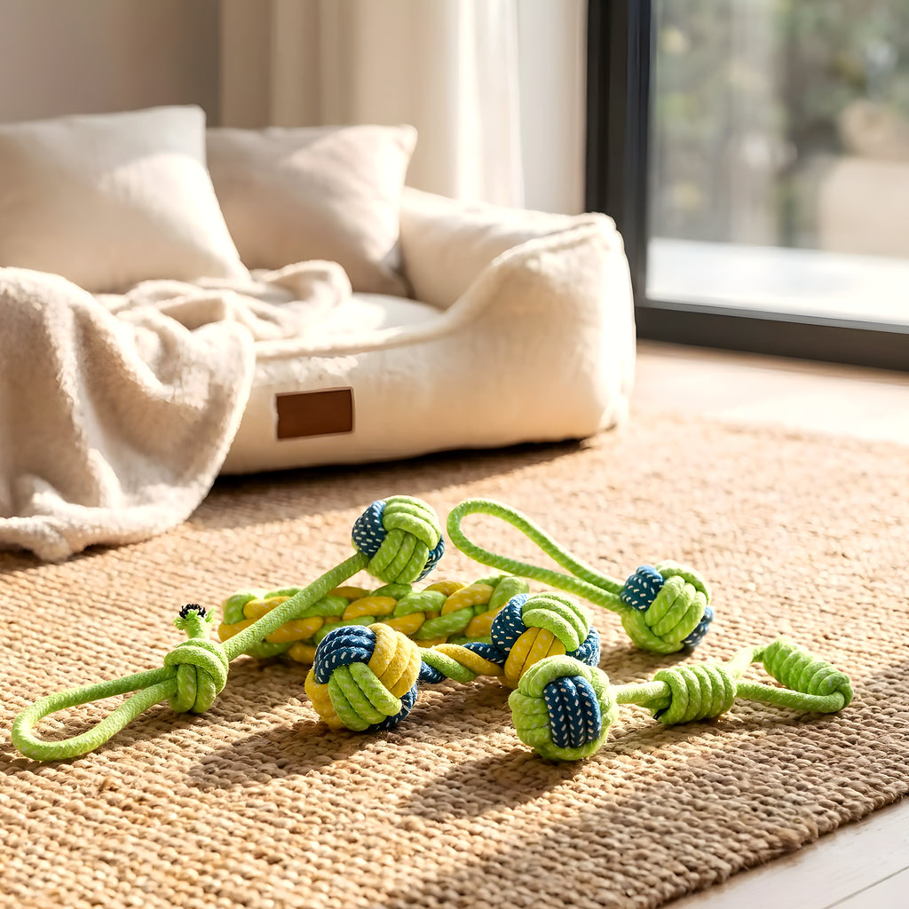 Lot de balles et jouets à mâcher en corde pour chien