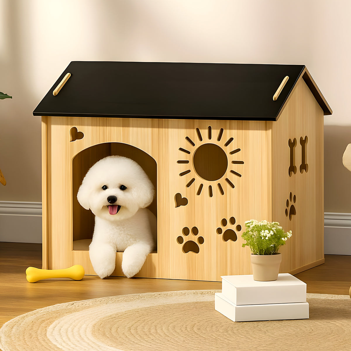 Maison cottage en chêne naturel pour chien