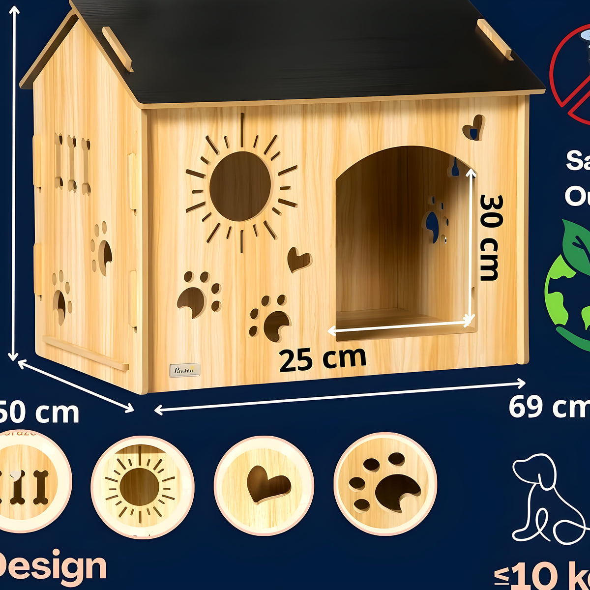 Maison cottage en chêne naturel pour chien