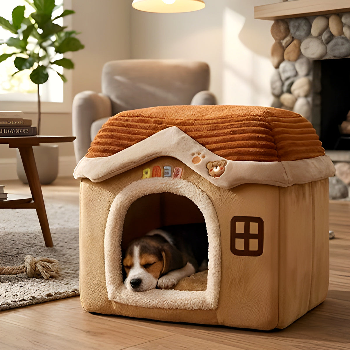 Maison d'intérieur en velours pour mini chien