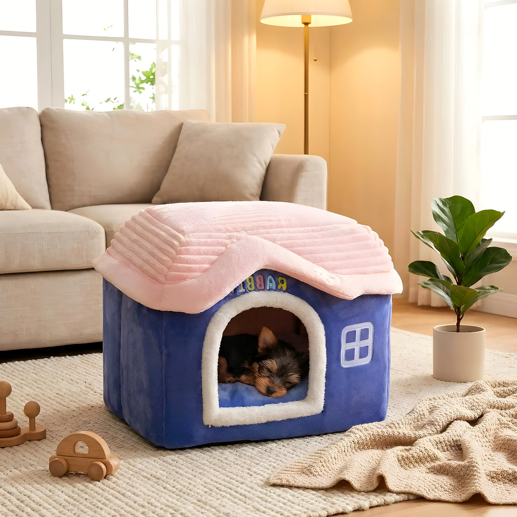 Maison d'intérieur en velours pour mini chien