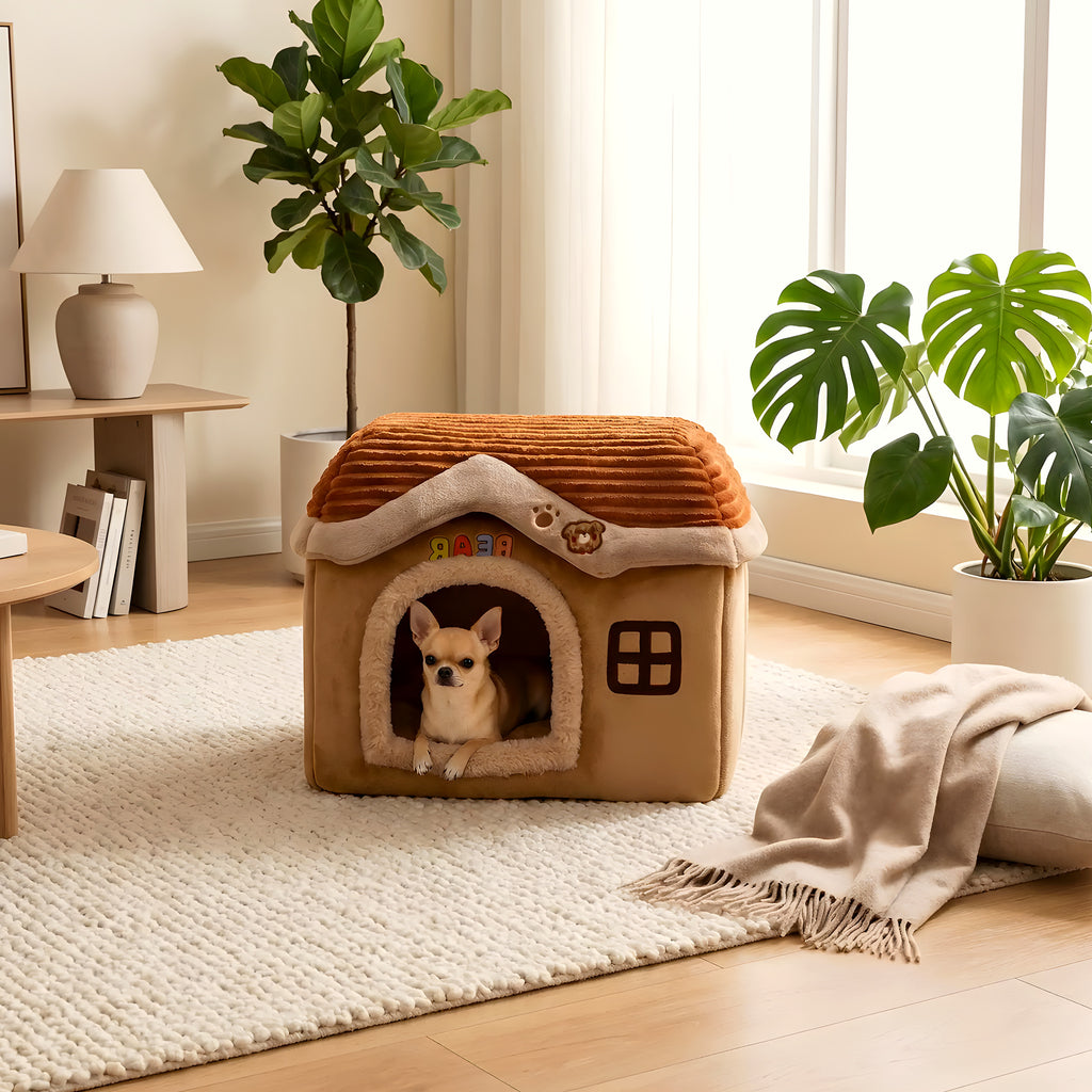 Maison d'intérieur en velours pour mini chien
