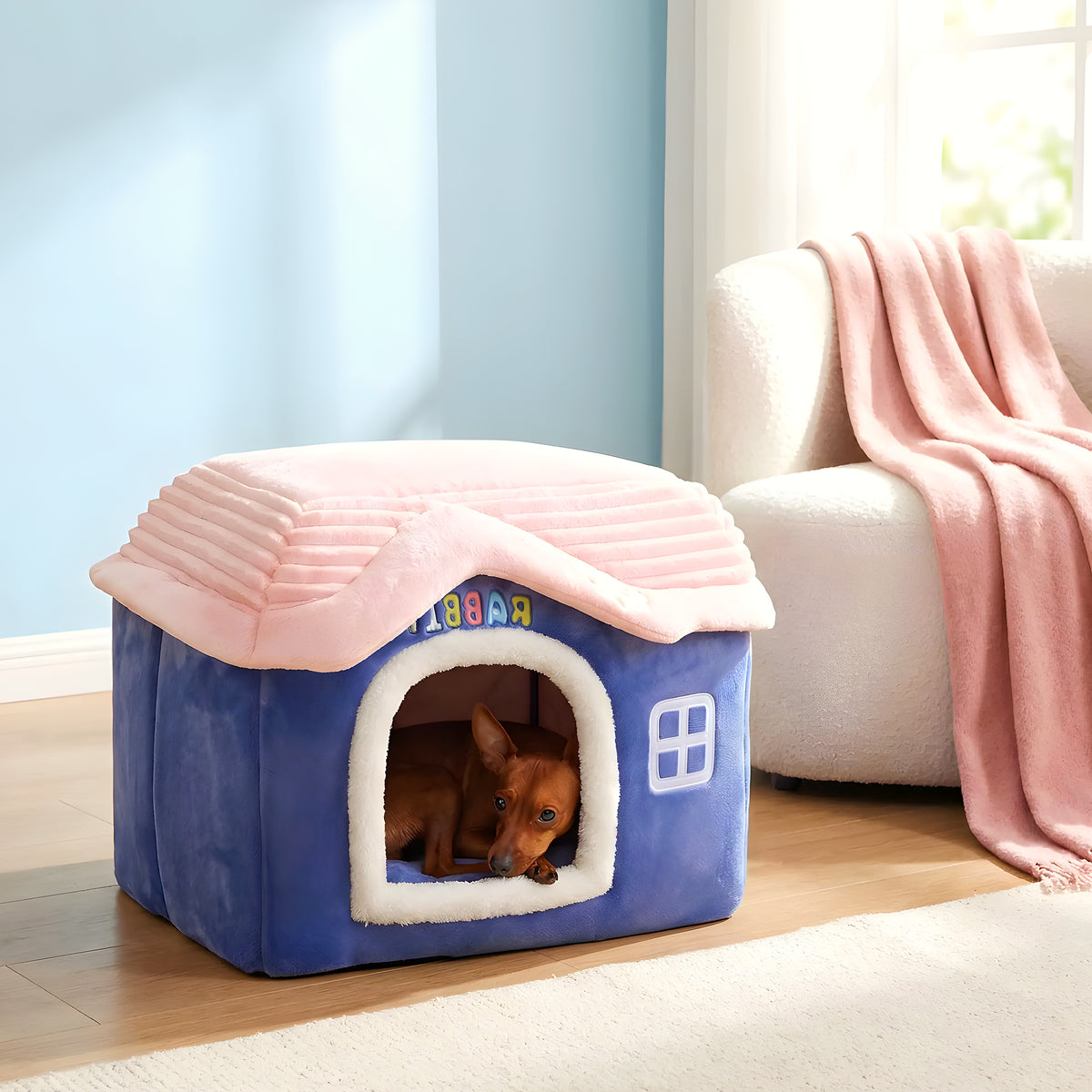 Maison d'intérieur en velours pour mini chien