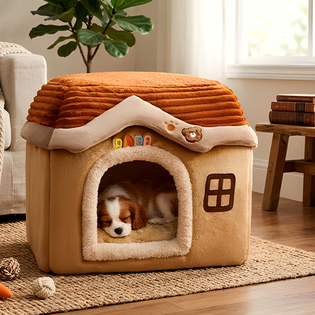 Maison d'intérieur en velours pour mini chien
