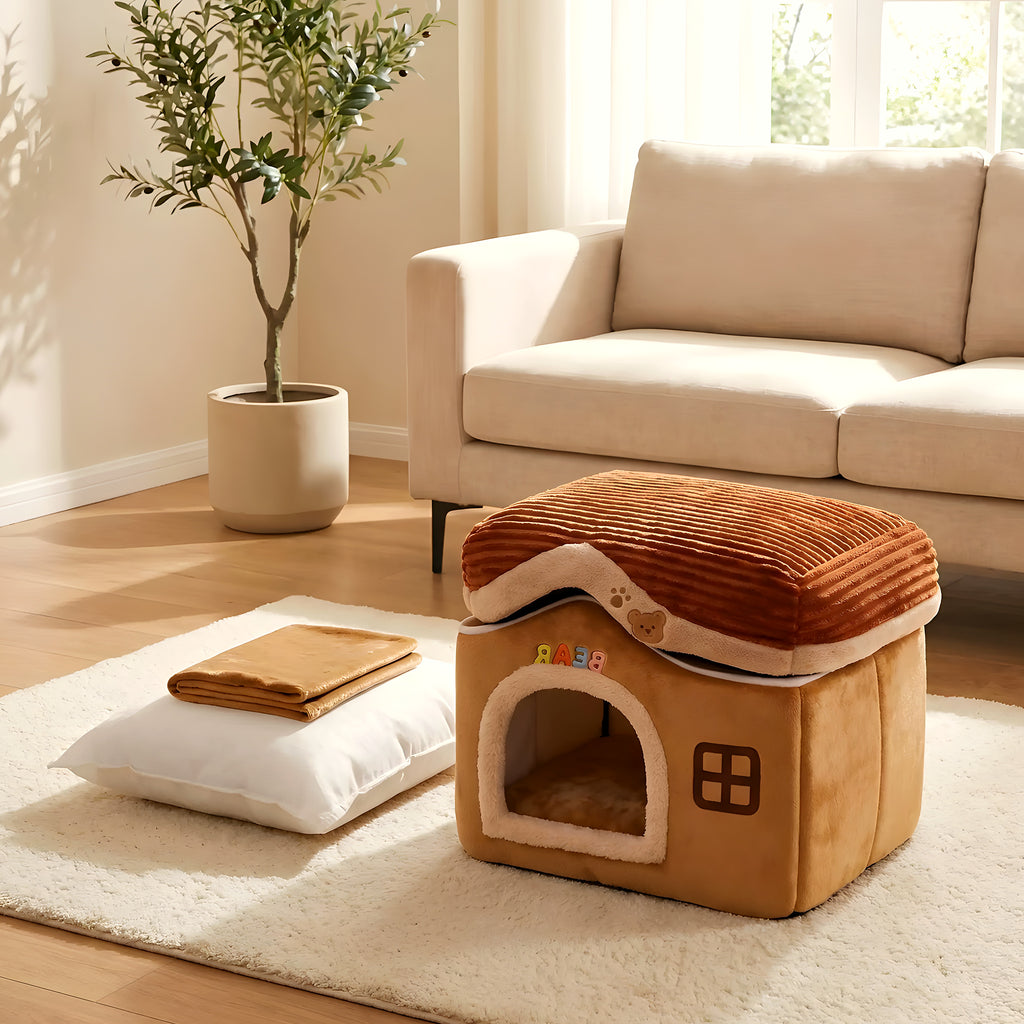 Maison d'intérieur en velours pour mini chien