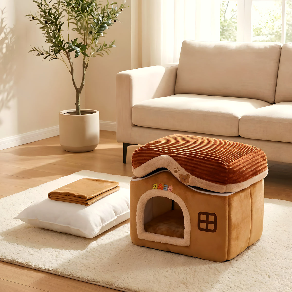 Maison d'intérieur en velours pour mini chien
