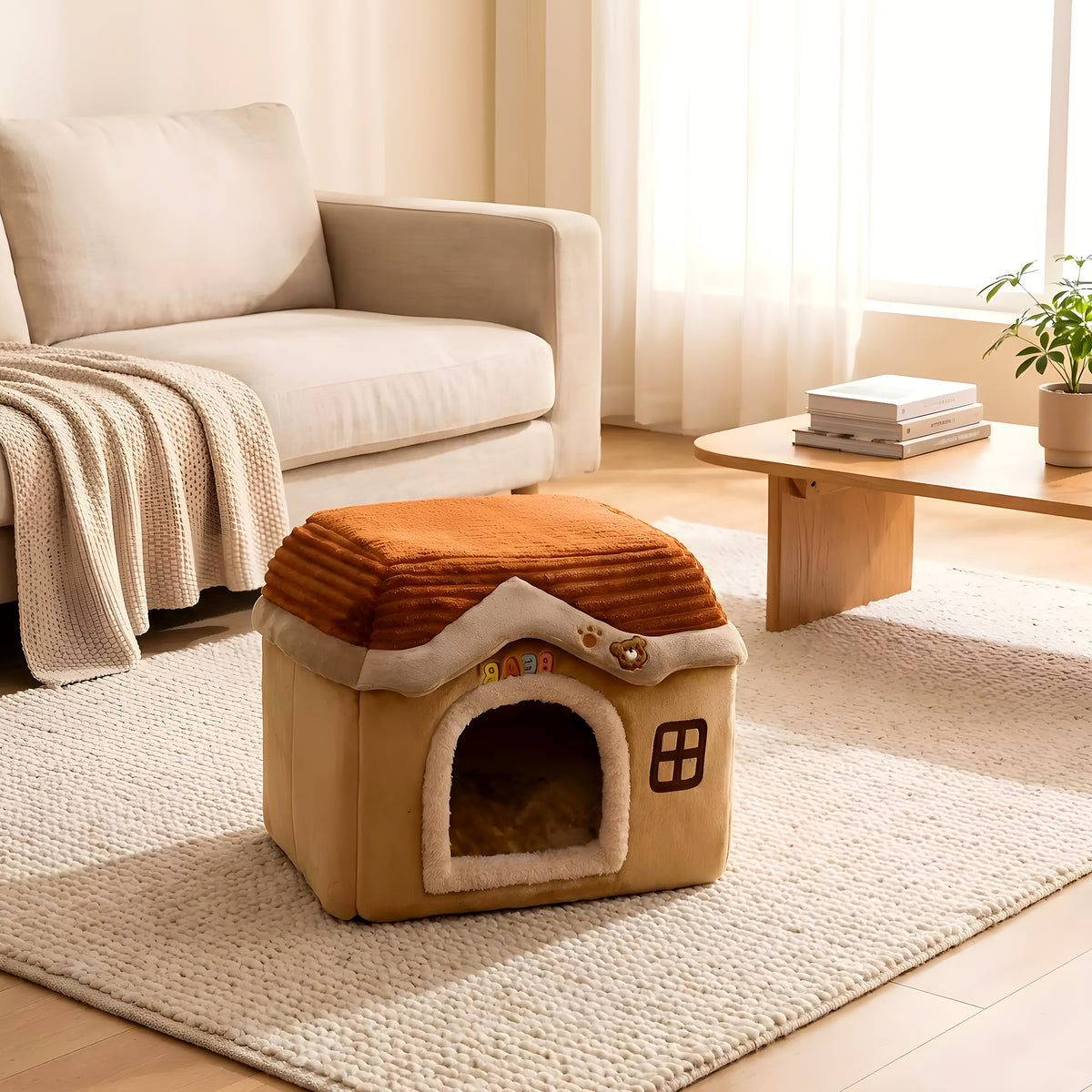 Maison d'intérieur en velours pour mini chien