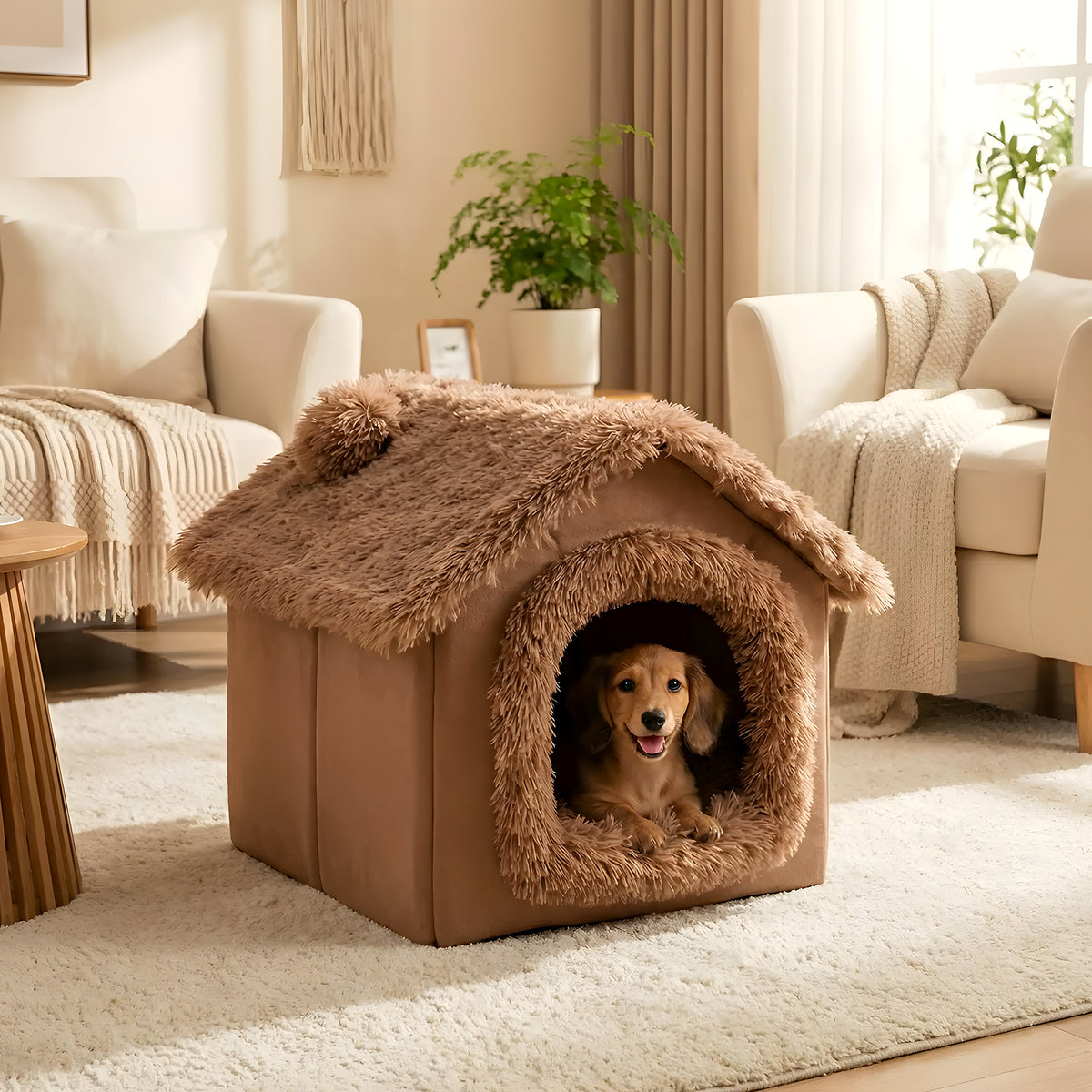 Maison en peluche démontable pour mini chien