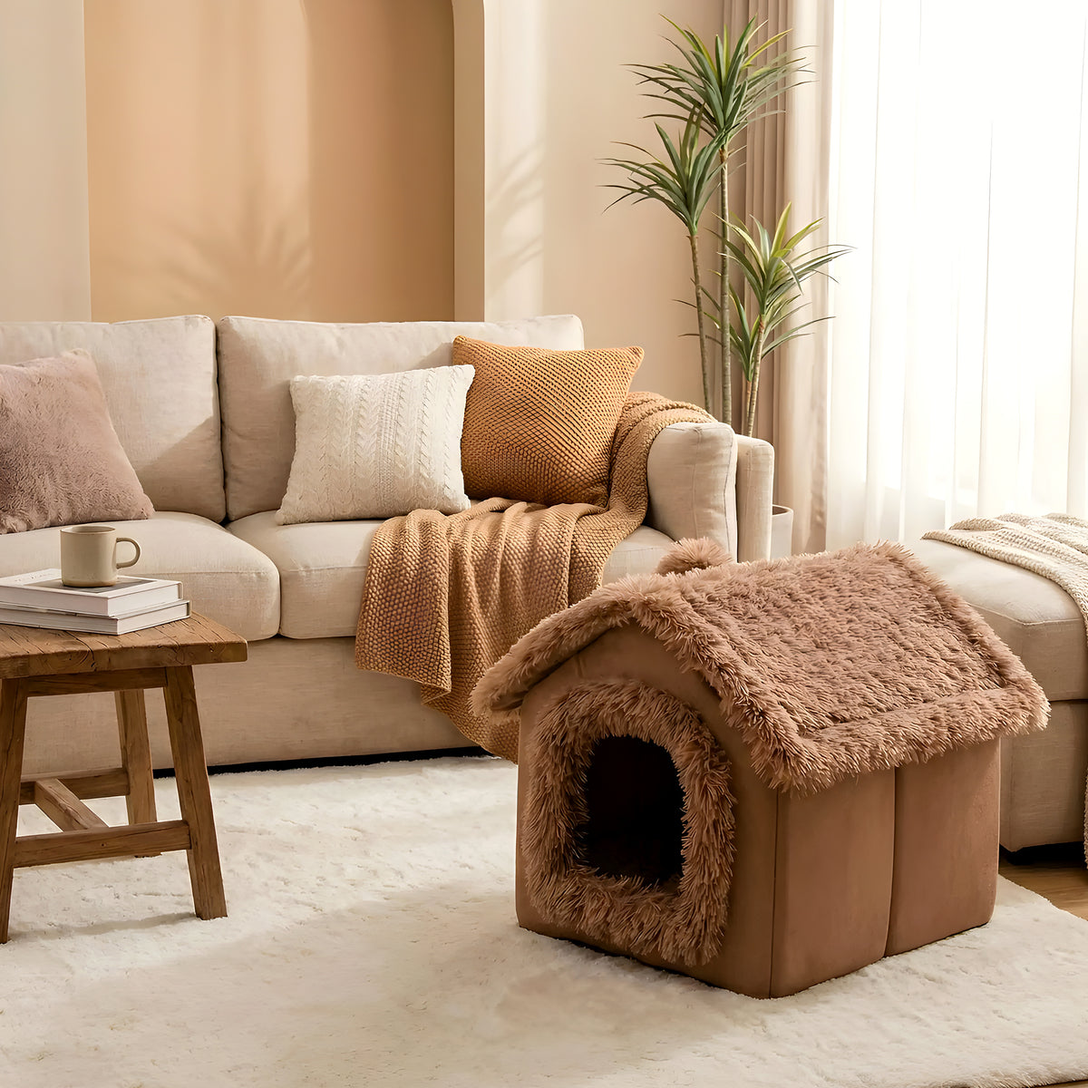 Maison en peluche démontable pour mini chien