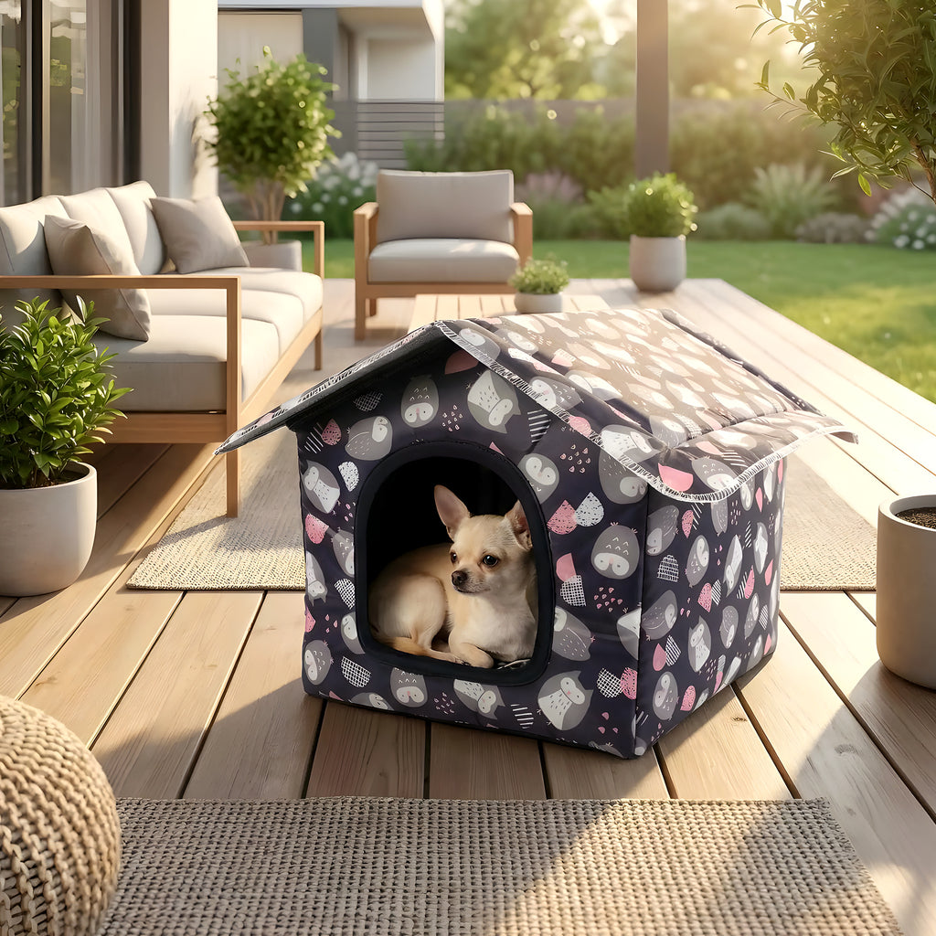 Maison imperméable en Oxford et velours pour mini chien