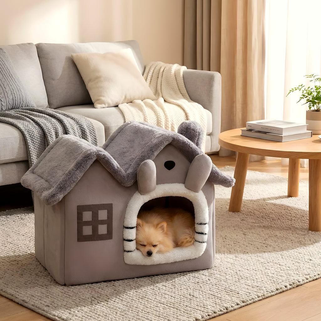 Maison pliable en velours à mur 360° pour petit chien