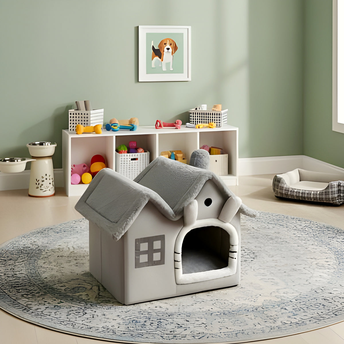 Maison pliable en velours à mur 360° pour petit chien