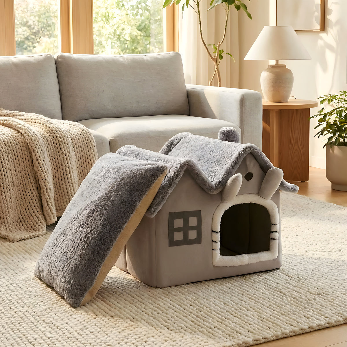 Maison pliable en velours à mur 360° pour petit chien