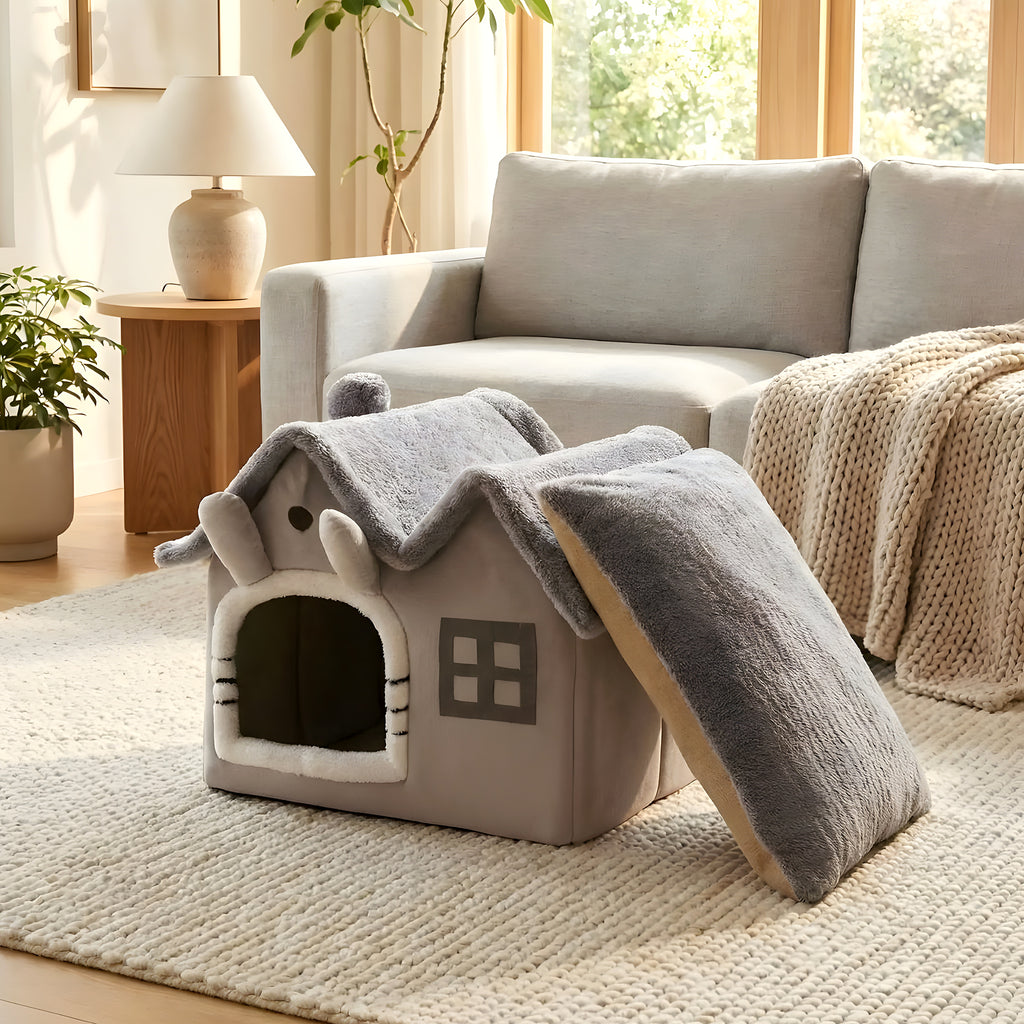 Maison pliable en velours à mur 360° pour petit chien
