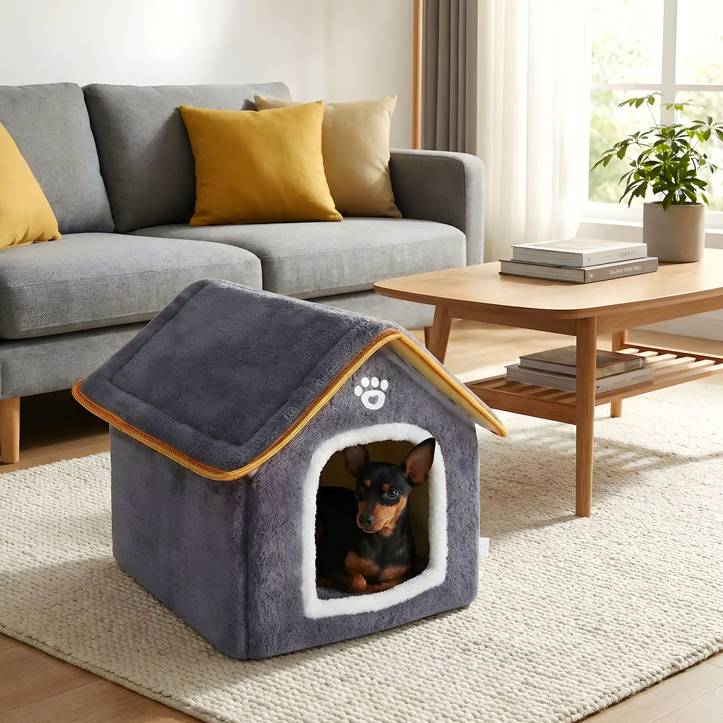 Maison pliable grise pour mini chien