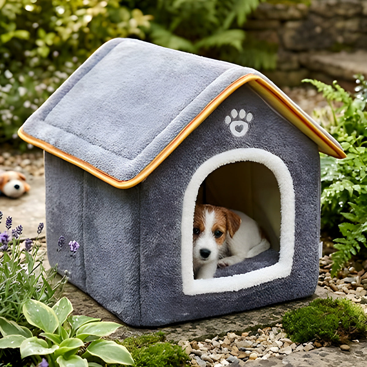 Maison pliable grise pour mini chien