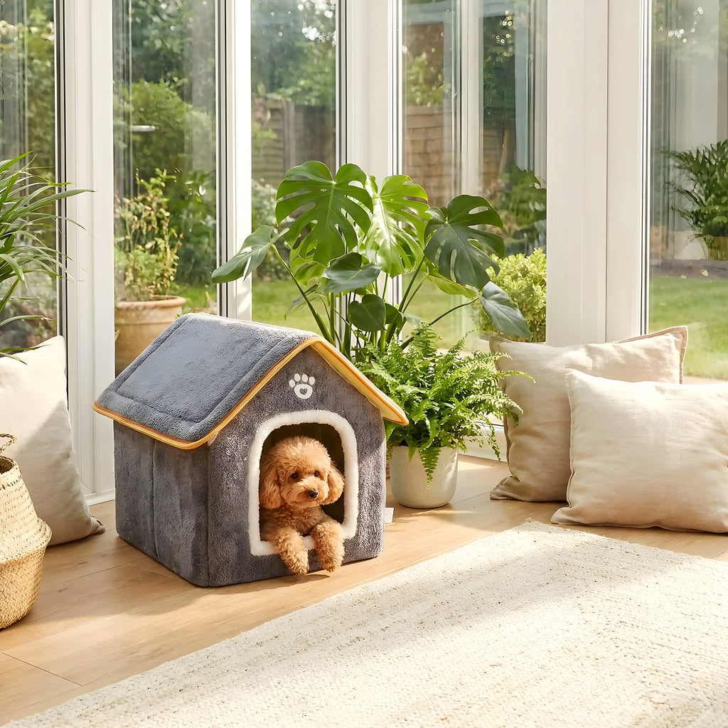 Maison pliable grise pour mini chien