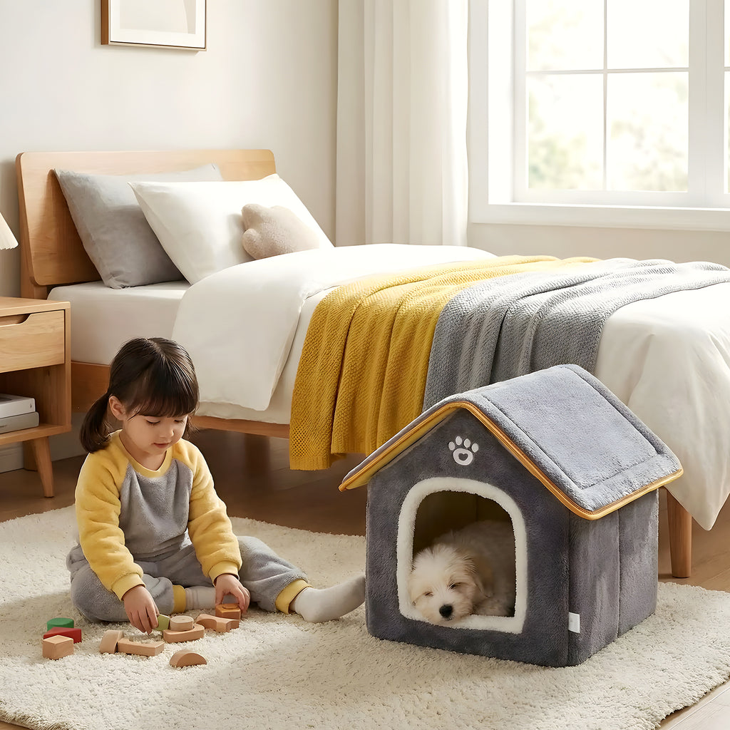 Maison pliable grise pour mini chien