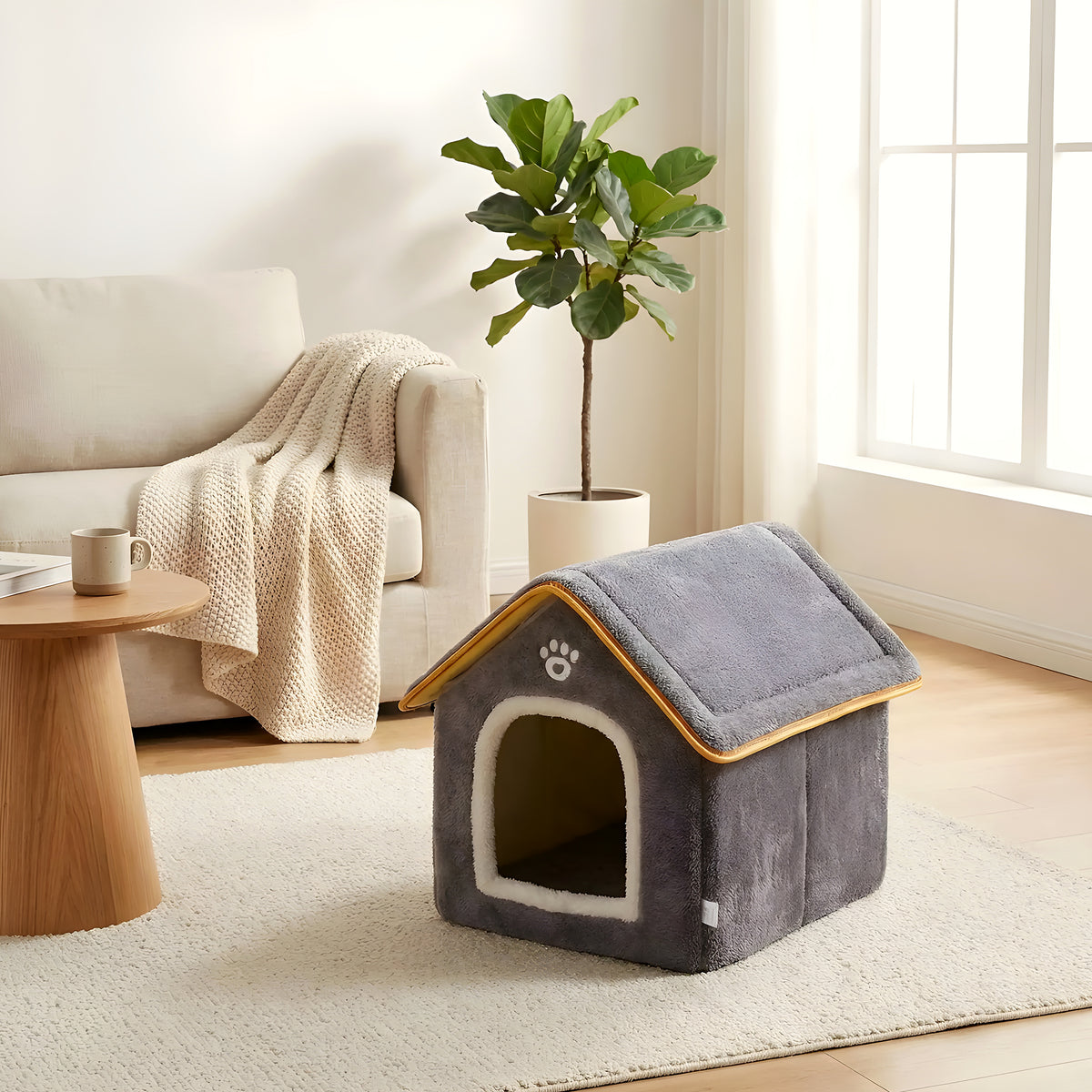Maison pliable grise pour mini chien
