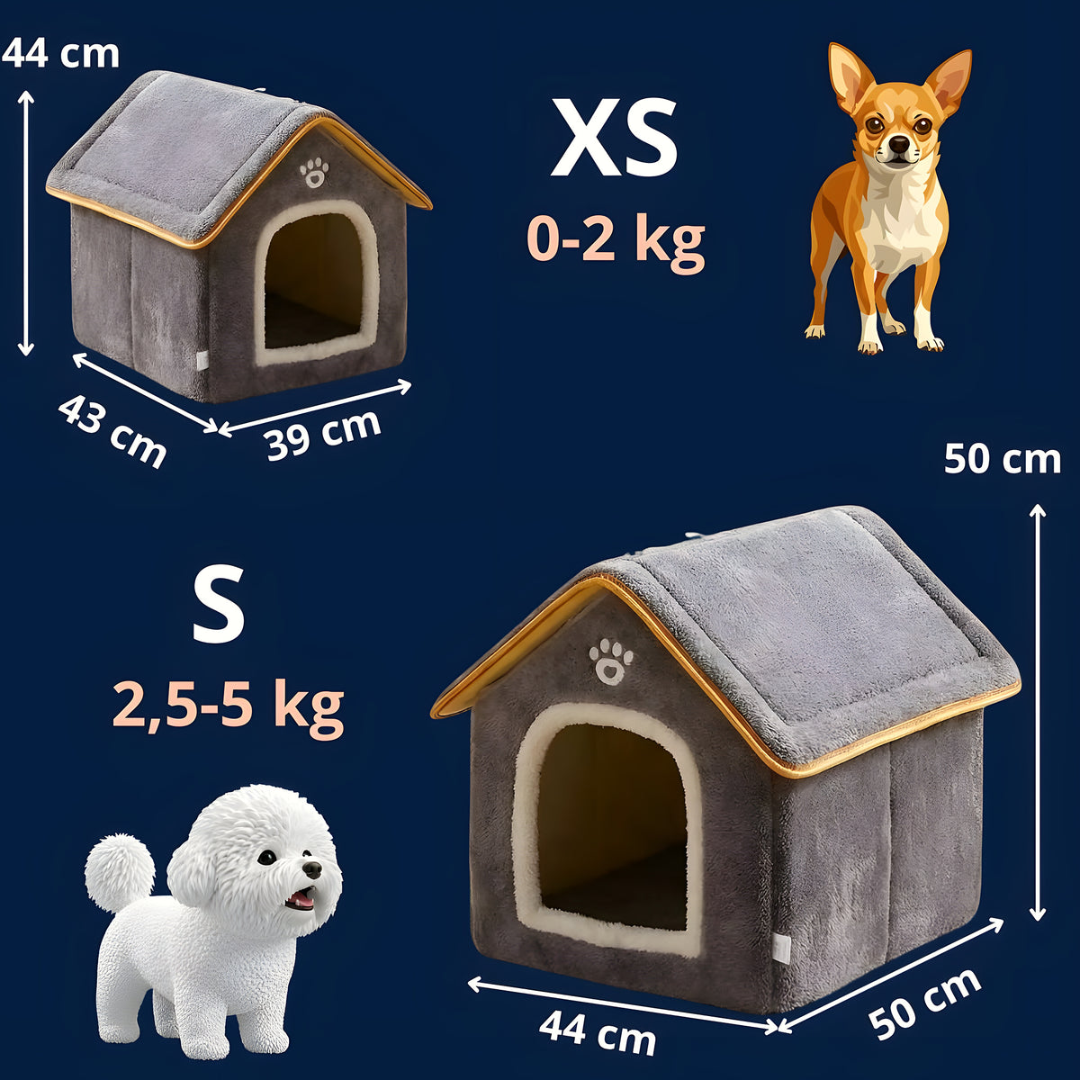 Maison pliable grise pour mini chien