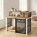 Meuble cage design blanc et bois pour chien