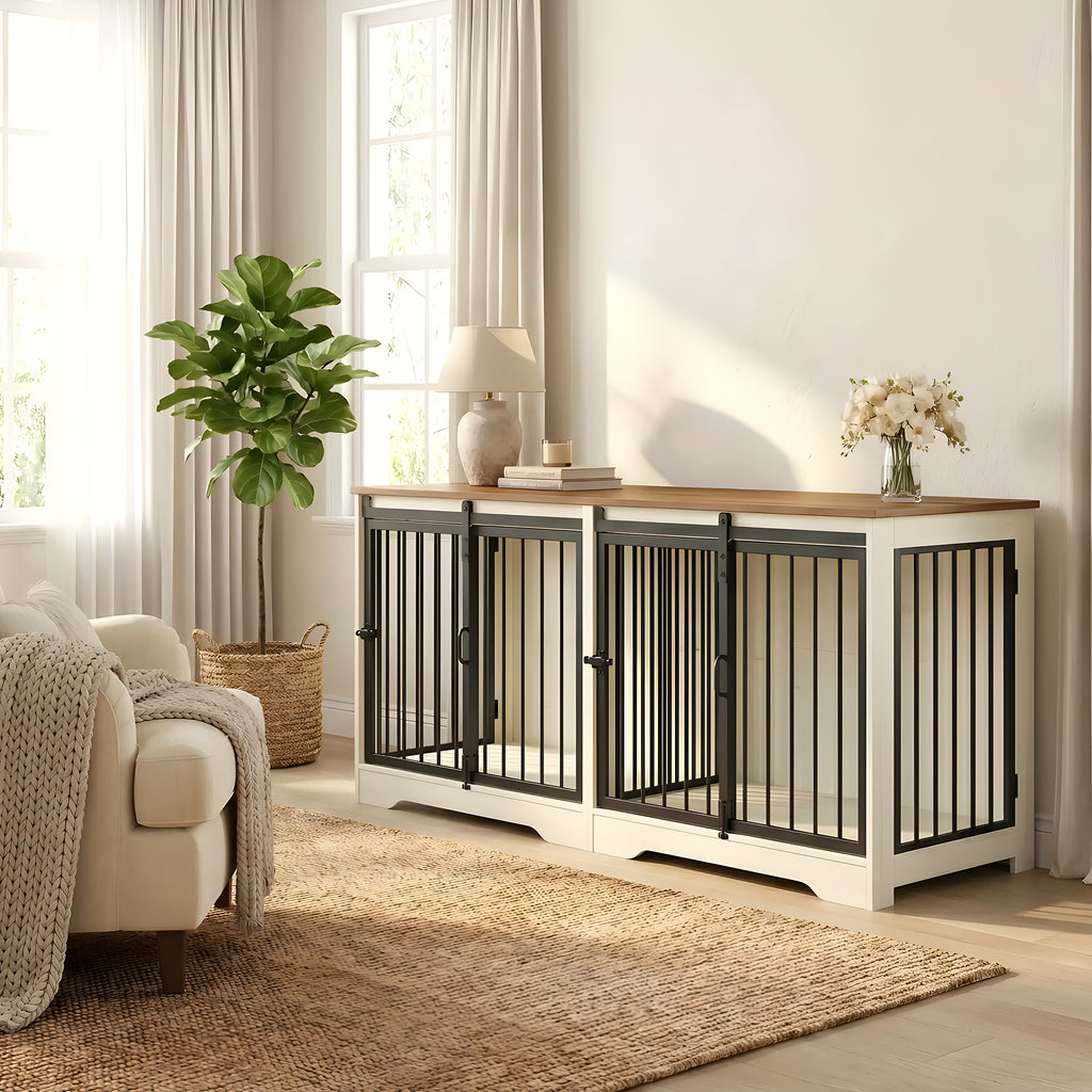 Meuble cage double en bois blanc et marron