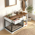 Meuble cage double pour chien avec rangements