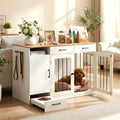 Meuble cage en bois avec station repas et 2 gamelles