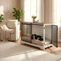 Meuble niche blanc avec porte coulissante et verrou