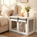 Meuble niche blanc et acier noir avec porte coulissante
