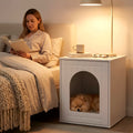 Meuble niche compact en bois blanc pour mini chien