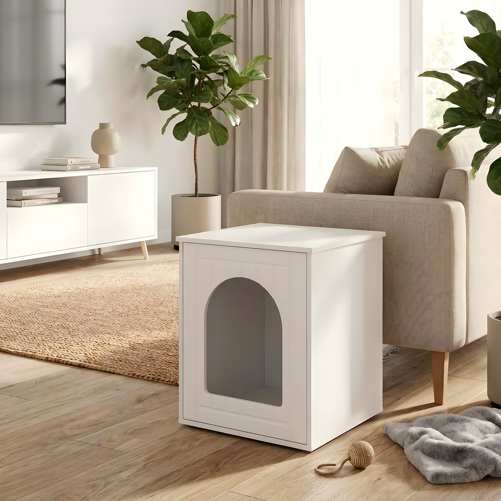 Meuble niche compact en bois blanc pour mini chien
