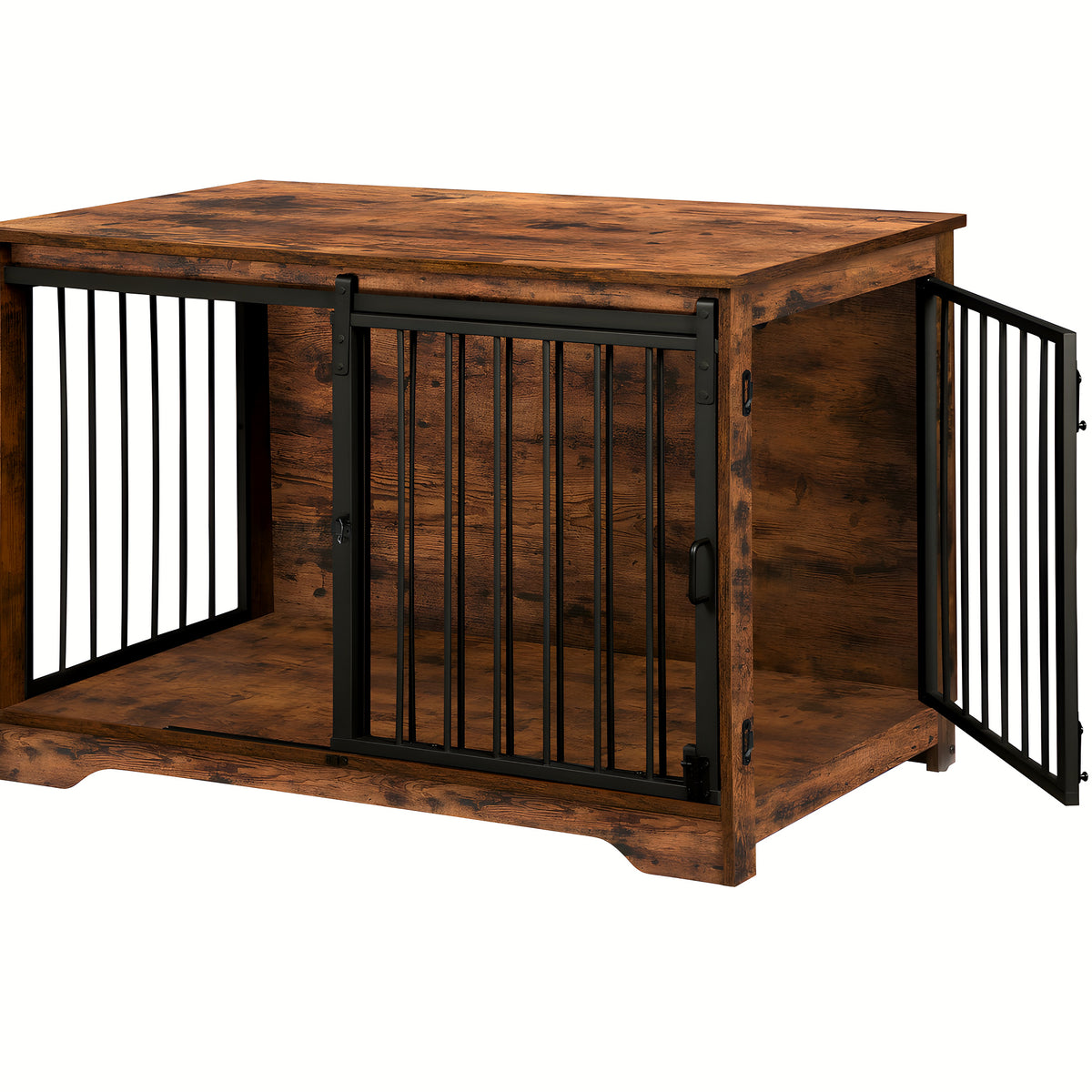 Meuble niche en bois marron et noir 2 portes