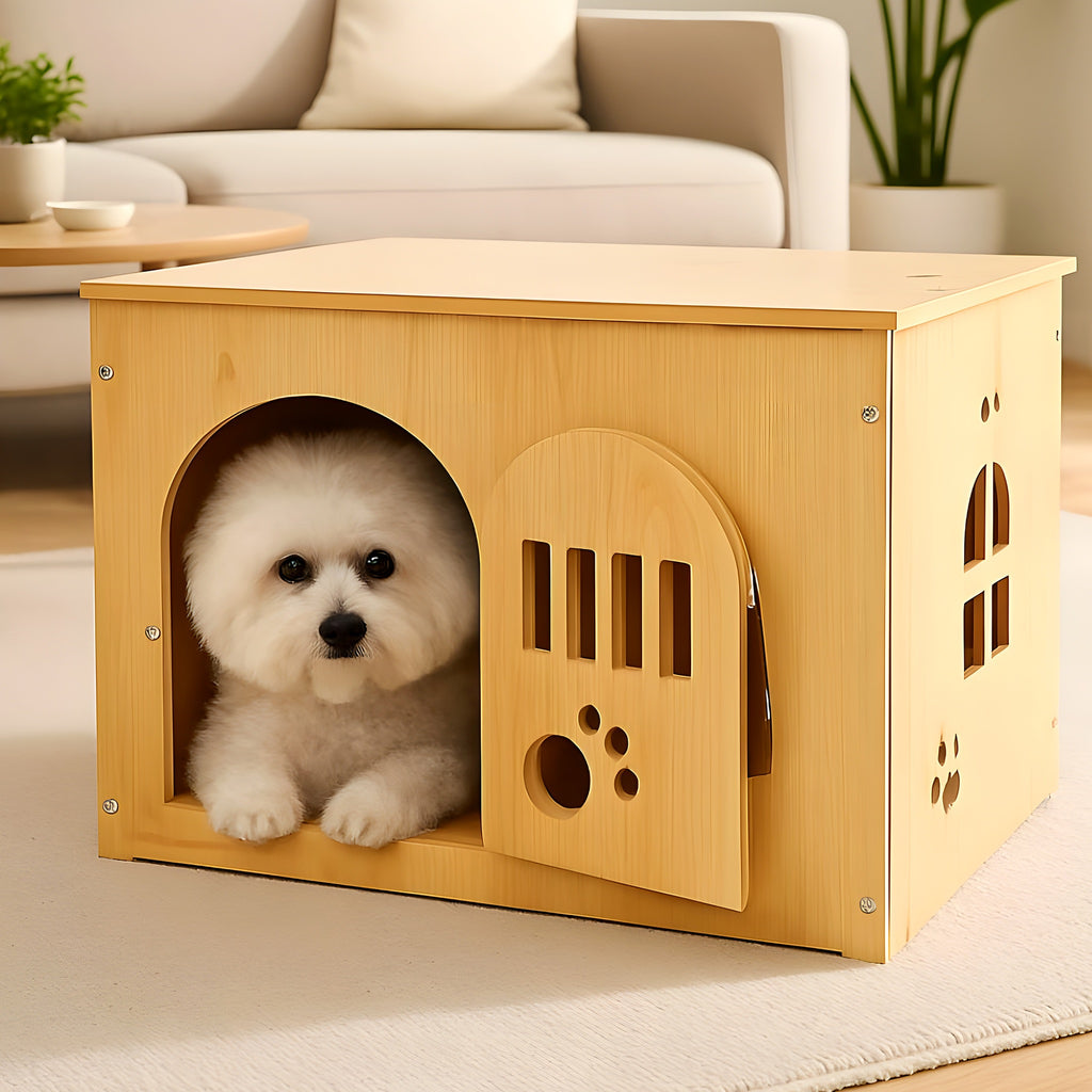 Meuble niche en bois naturel avec porte verrouillable