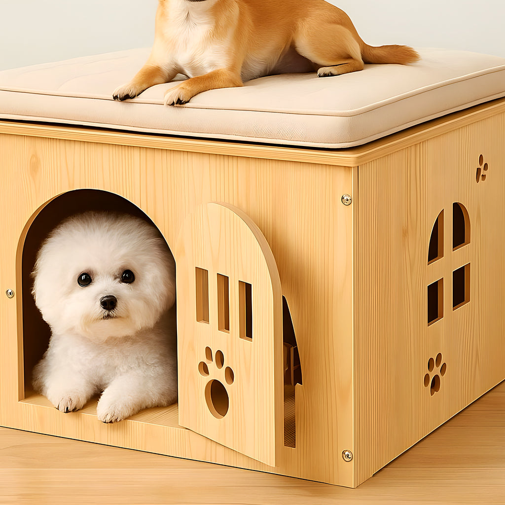 Meuble niche en bois naturel avec porte verrouillable